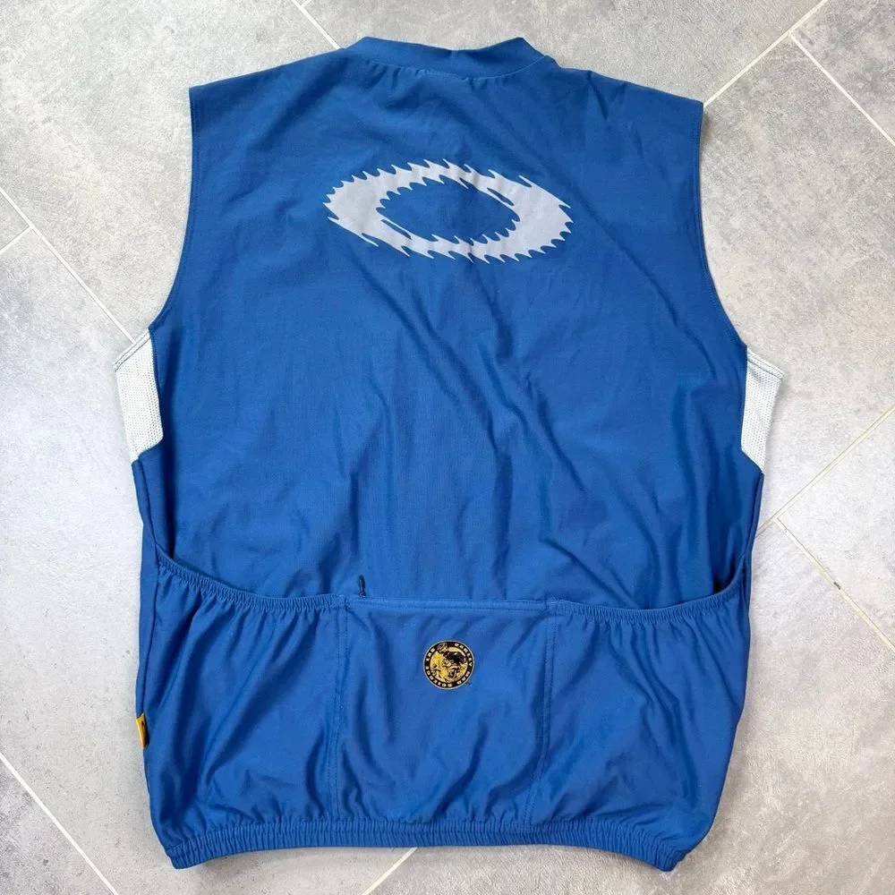 Vintage Oakley Software Cycling Jersey Vest Blue Mens L 1/2 Zip Y2K Biking